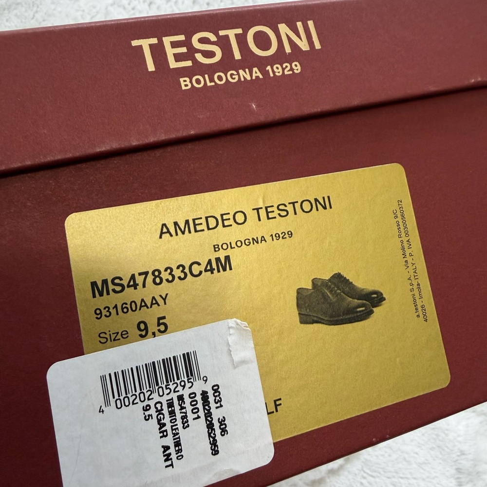 NEW! $795 Amedeo Testoni “Trento” Brown Lace Up Cap-toe Oxford Shoes 9.5 - Picture 9 of 11